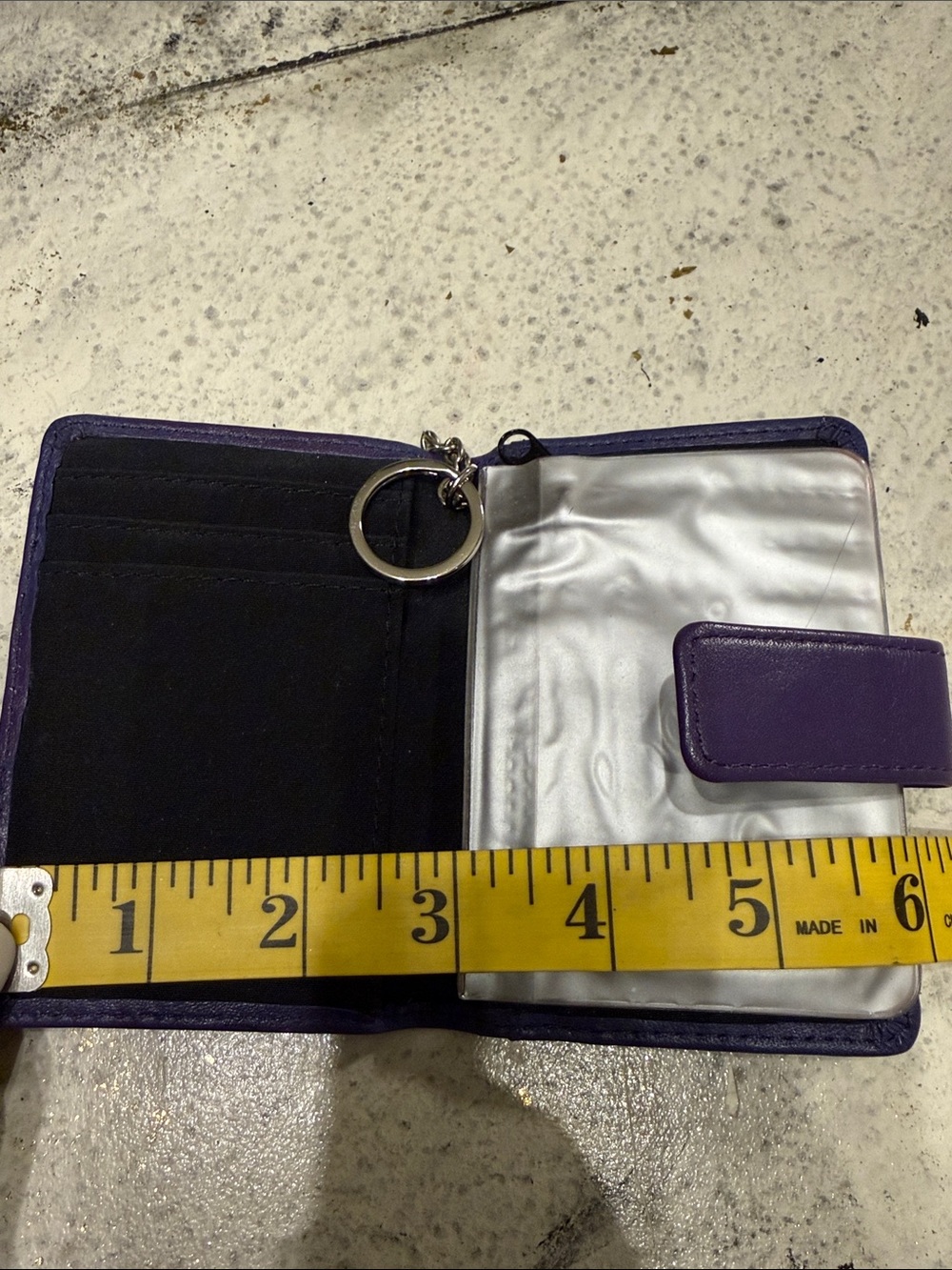 Fossil Purple Leather Card Wallet with Keychain - Picture 3 of 6